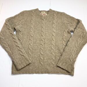 Abercrombie & Fitch Vintage Sweater Mens Large Beige Cable Knit Wool Fisherman